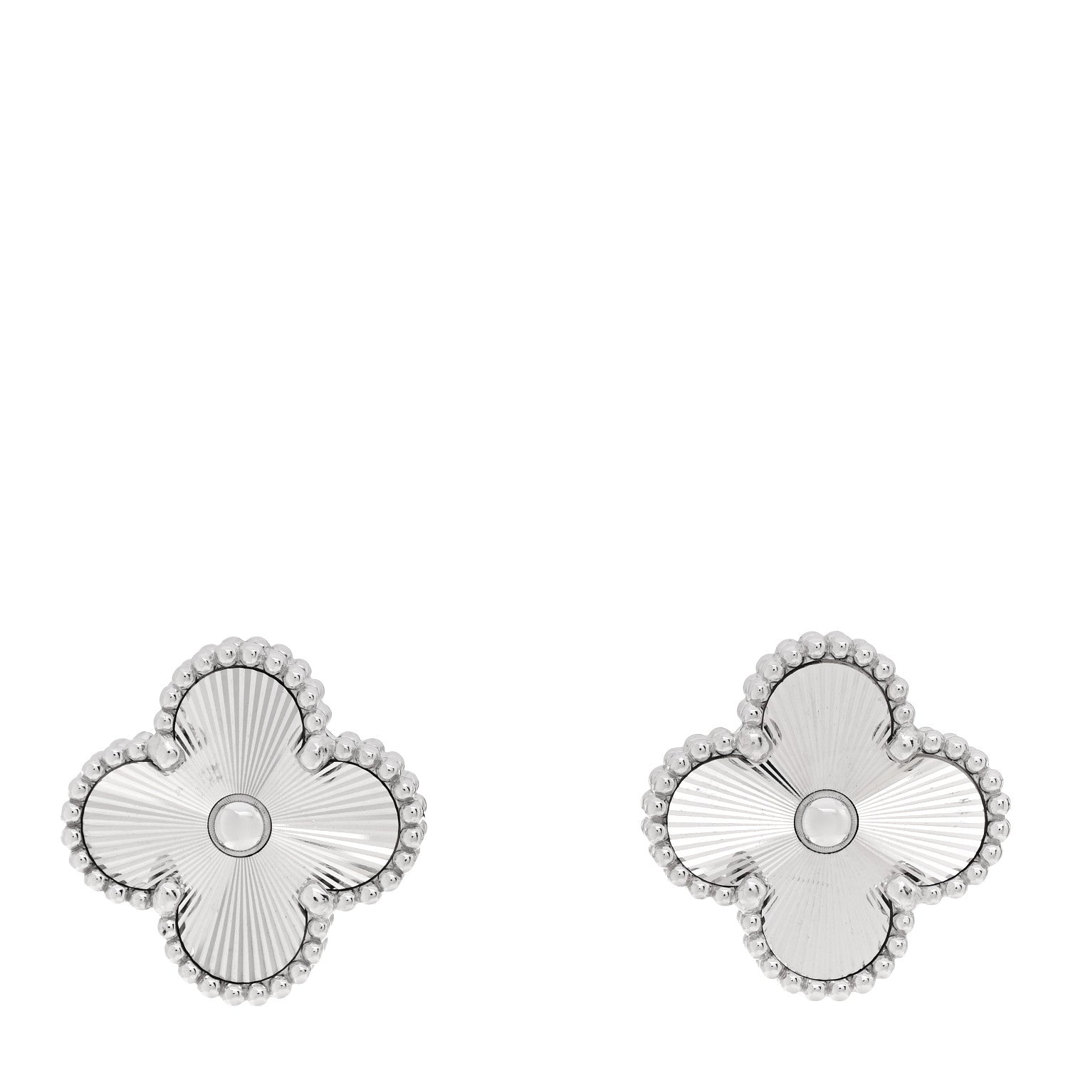 Van Cleef & Arpels 18K White Gold Guilloche Vintage Alhambra Earrings 1 of 5