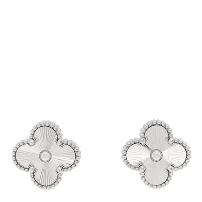 Van Cleef & Arpels 18K White Gold Guilloche Vintage Alhambra Earrings 1 of 5