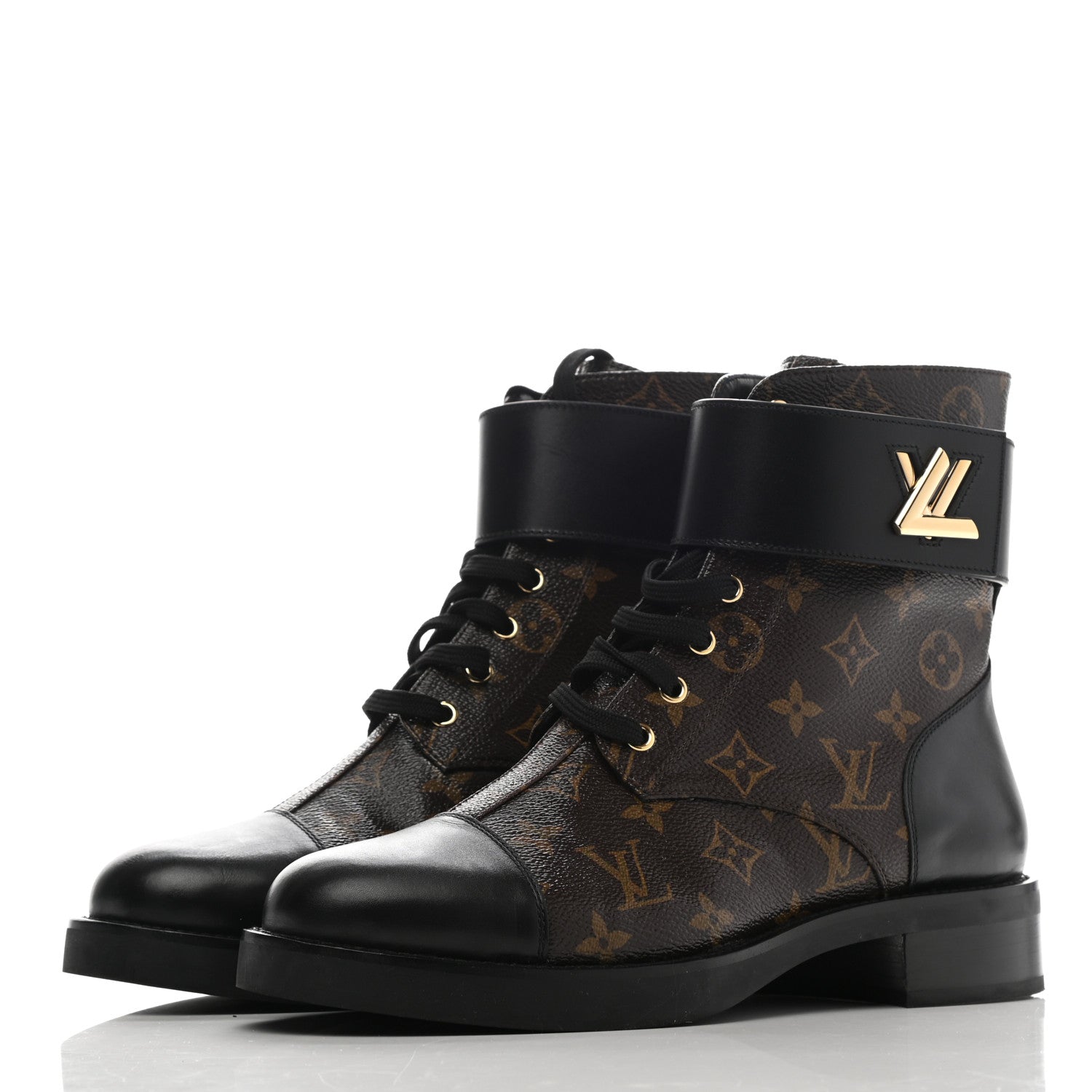 Louis Vuitton Calfskin Monogram Wonderland Flat Ranger Boots 41 Black 3 of 8
