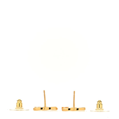 Chanel Metal CC Paris Button Stud Earrings Gold 3 of 4