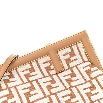 Fendi Raffia Chenille Shiny Nappa FF 1974 Small Fendi First Natural White Miele Scuro 8 of 12