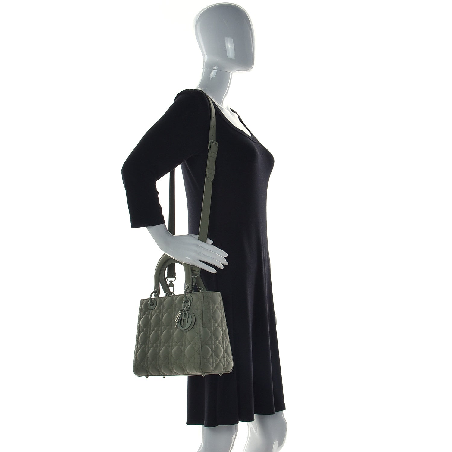 Christian Dior Ultra Matte Calfskin Cannage Medium Lady Dior Green 3 of 11
