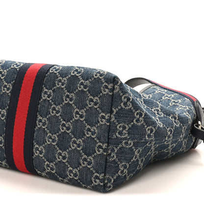 Gucci Denim GG Monogram Web Small Giglio Tote Blue White 12 of 12