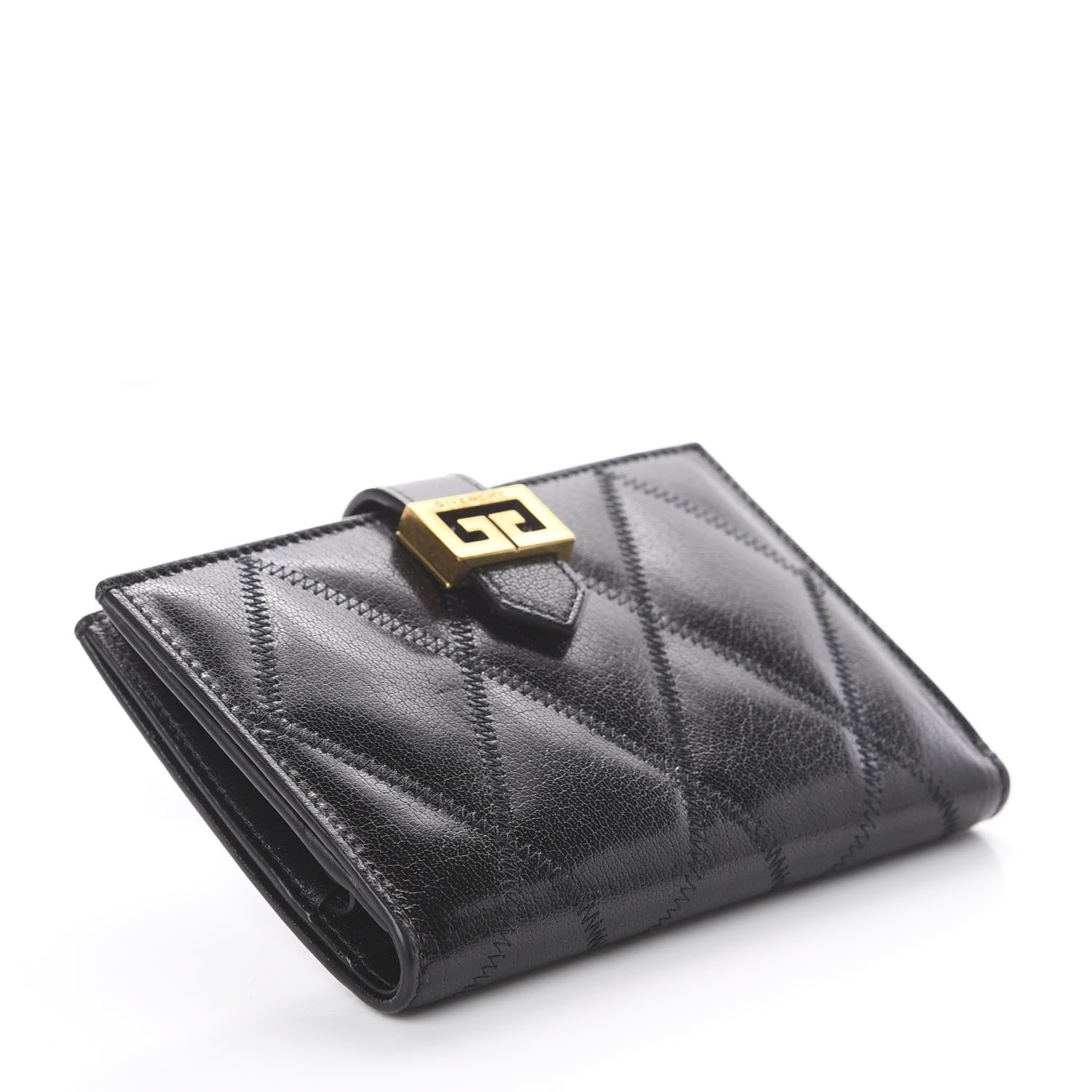 Givenchy Goatskin Diamond Quilted GV3 Medium Wallet Black 3 of 5