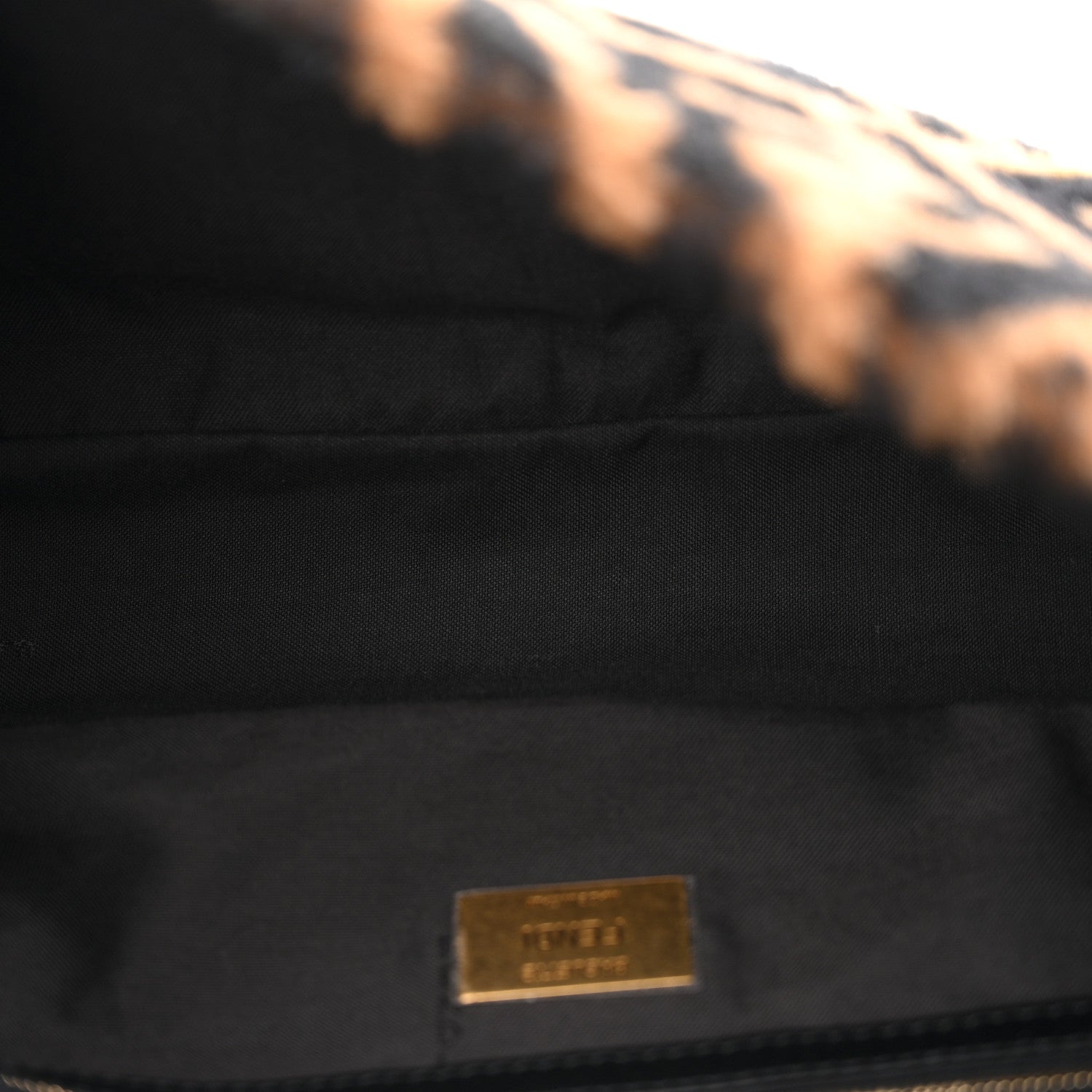 Fendi Shearling Vitello Dolce Macro FF 1974 Baguette Tobacco Black 5 of 10