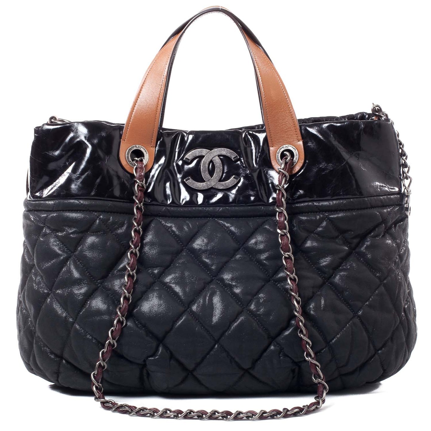 Iridescent Calfskin Small In The Mix Tote Navy