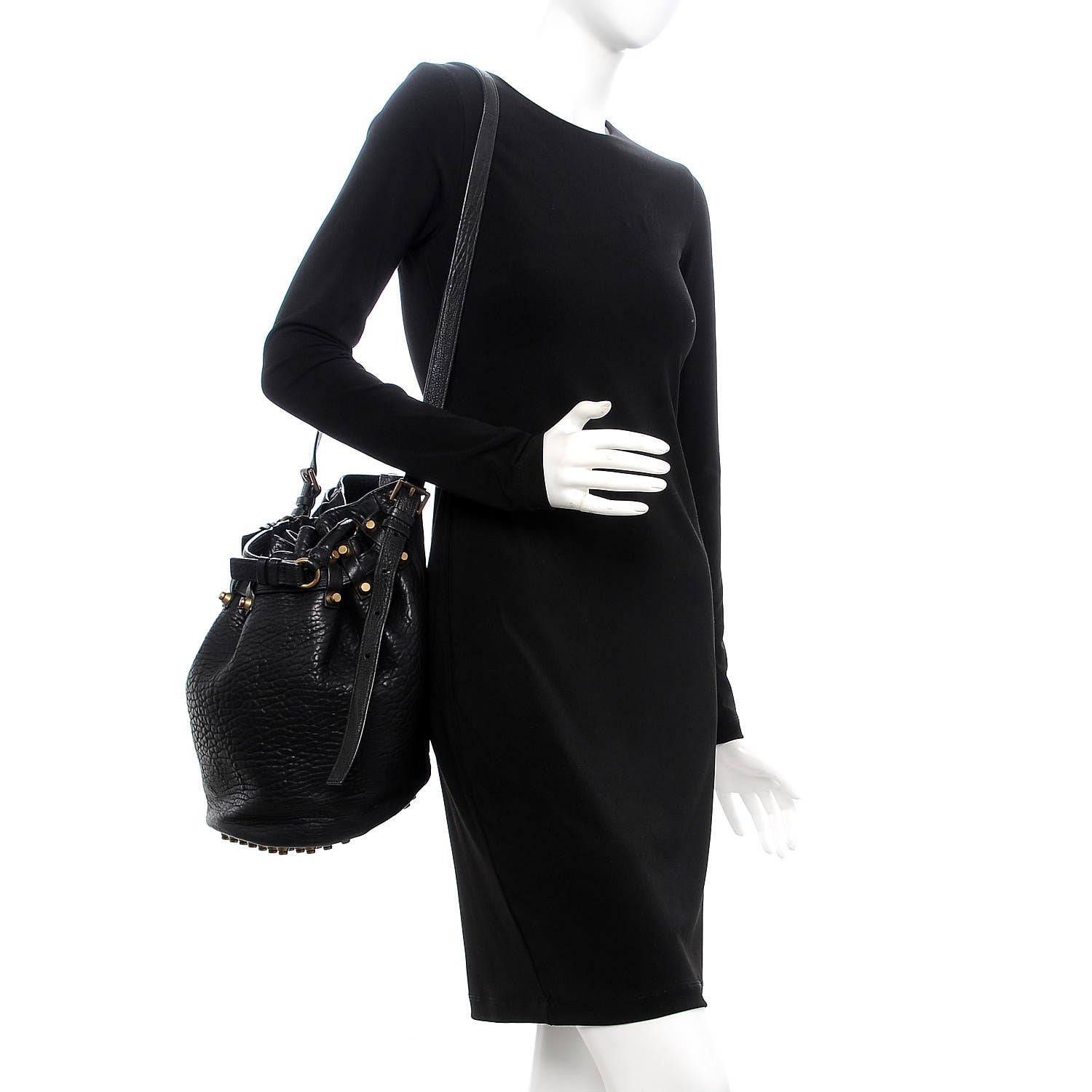 Alexander Wang Pebbled Lambskin Diego Bucket Bag Black Antique Brass Hardware 2 of 10
