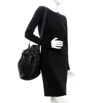 Alexander Wang Pebbled Lambskin Diego Bucket Bag Black Antique Brass Hardware 2 of 10