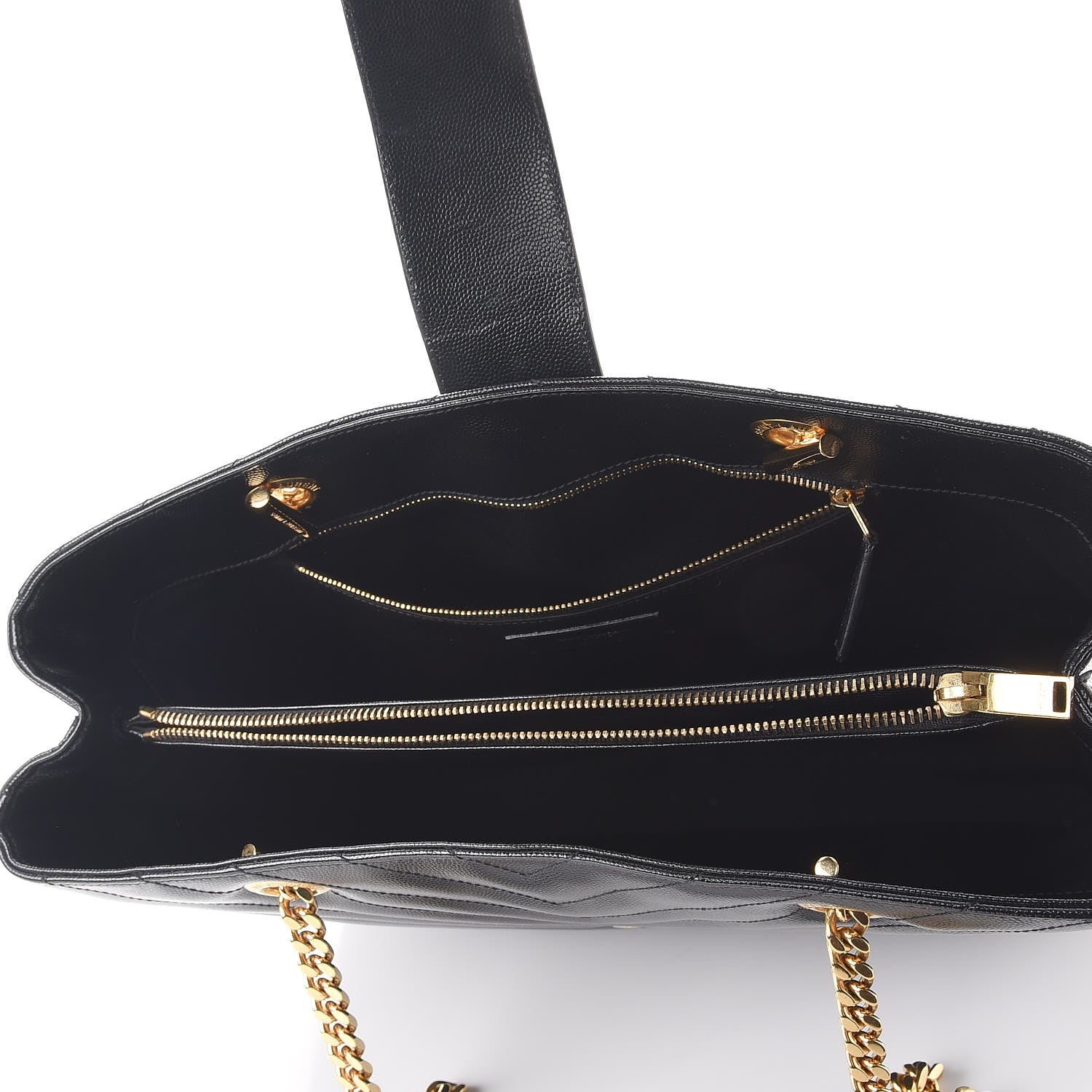 Saint Laurent Grain De Poudre Matelasse Chevron Monogram Shopping Bag Black 5 of 10