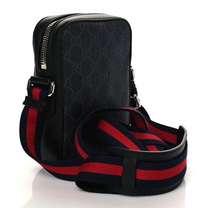 Gucci GG Supreme Monogram Appia Calfskin Web Messenger Bag Black 3 of 11