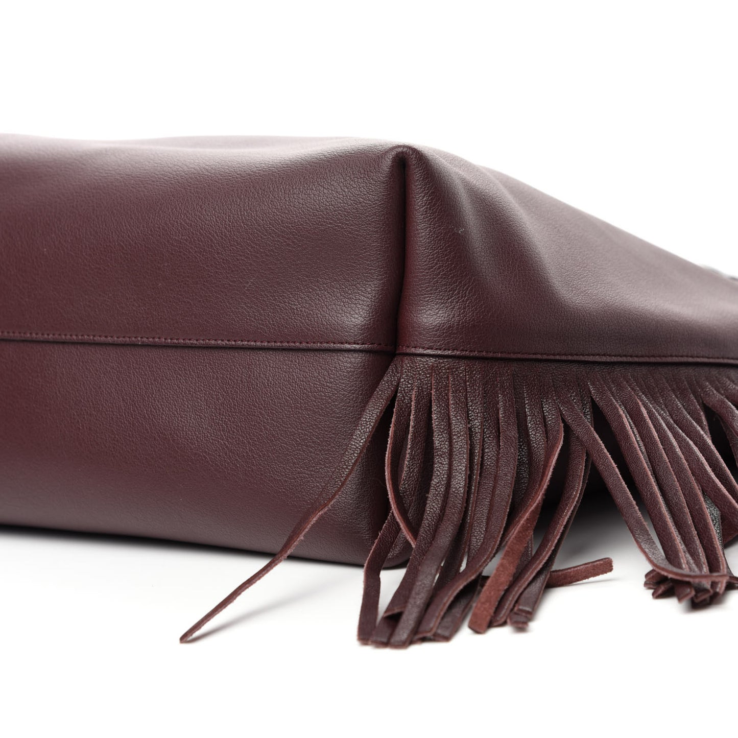 Calfskin Large Fringe Shopping Tote Amaranto