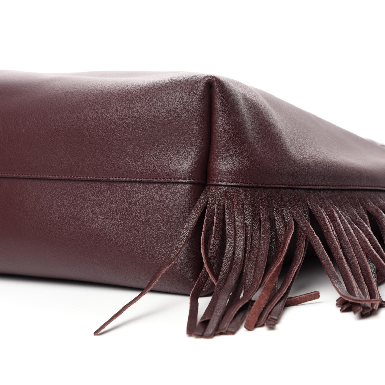 Saint Laurent Calfskin Large Fringe Shopping Tote Amaranto 7 of 11
