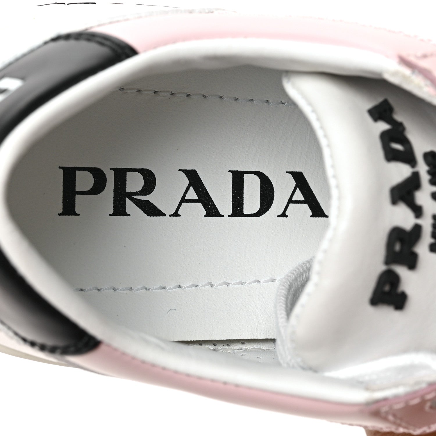Prada Vitello Sport Spazzolato Rois Rubber Triangle Logo Perforated Womens District Low Top 30mm Sneakers 35.5 White Alabastro 7 of 8
