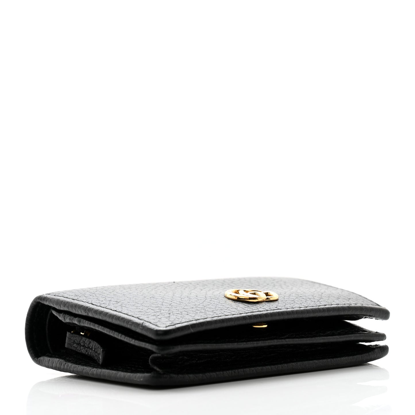 Pebbled Calfskin GG Marmont Card Case Black
