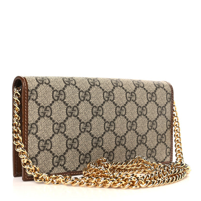 Gucci GG Supreme Monogram Azalea Calfskin Horsebit 1955 Wallet On Chain Beige Ebony Brown Sugar 3 of 10