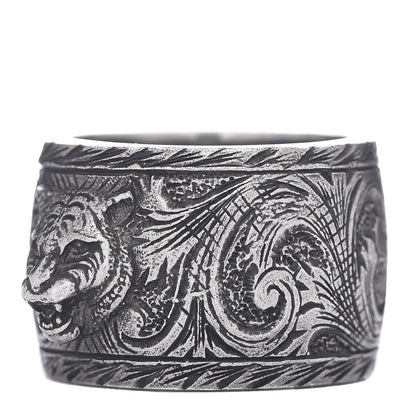 Gucci Sterling Silver Wide Feline Band Ring 53 6.25 3 of 5