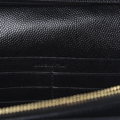 Saint Laurent Grain De Poudre Matelasse Chevron Monogram Chain Wallet Black 7 of 17