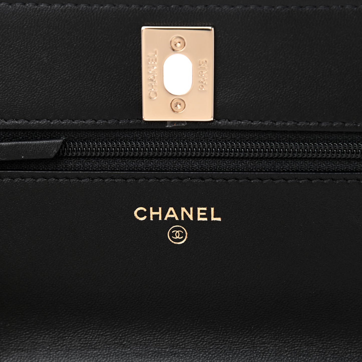 Lambskin Quilted Trendy CC Wallet On Chain WOC Black