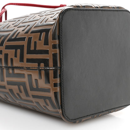 Fendi Vitello Grace F is Fendi Bi-Color FF 1974 Embossed Grande Mon Tresor Bucket Bag Maya Black Fragola 9 of 10