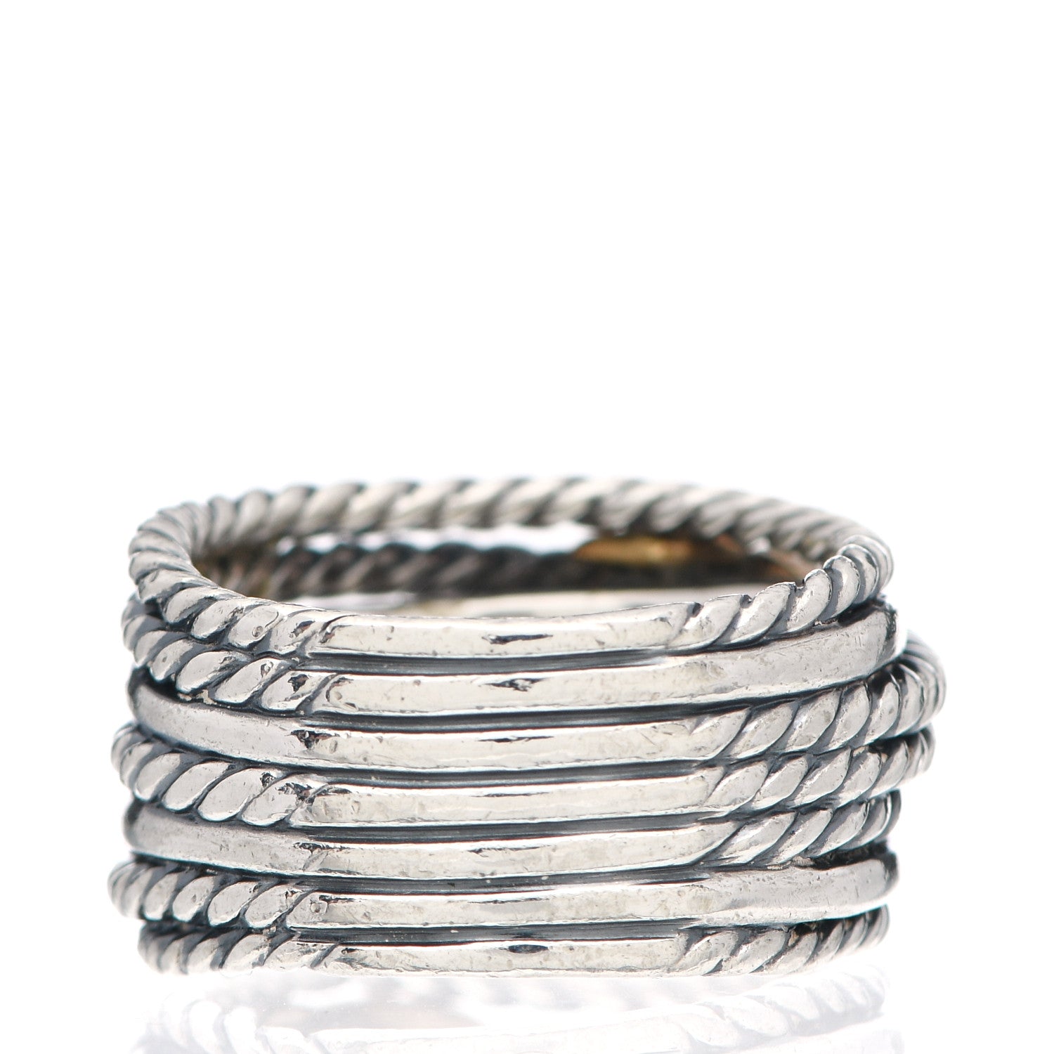 David Yurman Sterling Silver 18K Yellow Gold Double X Crossover Ring 51 5.75 3 of 4