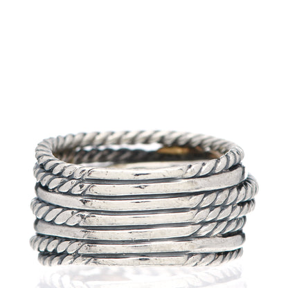 David Yurman Sterling Silver 18K Yellow Gold Double X Crossover Ring 51 5.75 3 of 4