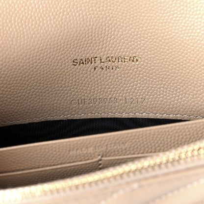 Saint Laurent Grain De Poudre Matelasse Chevron Monogram Envelope Chain Wallet Nude Powder 7 of 11