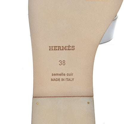 Hermes Box Calfskin Oran Sandals 38 White 7 of 9