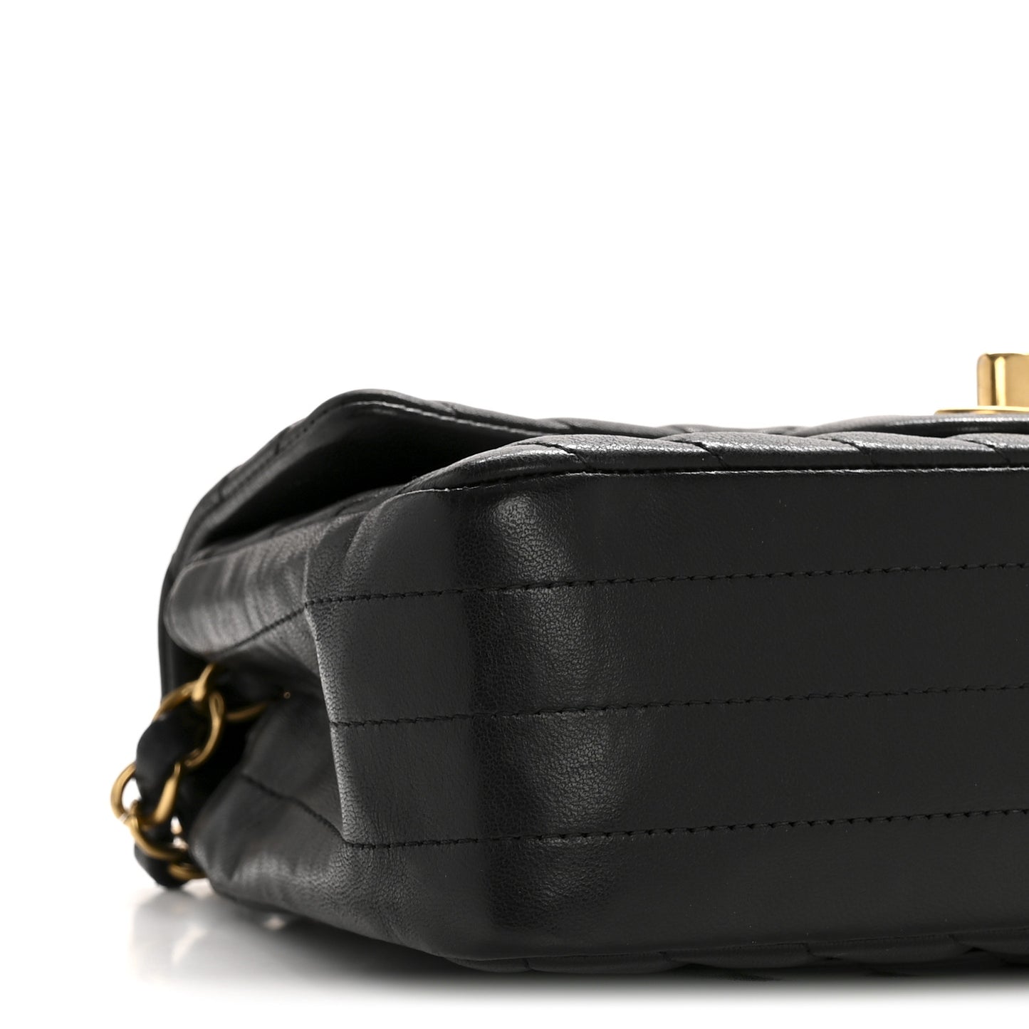 Lambskin Chevron Quilted Mini Rectangular Flap Black