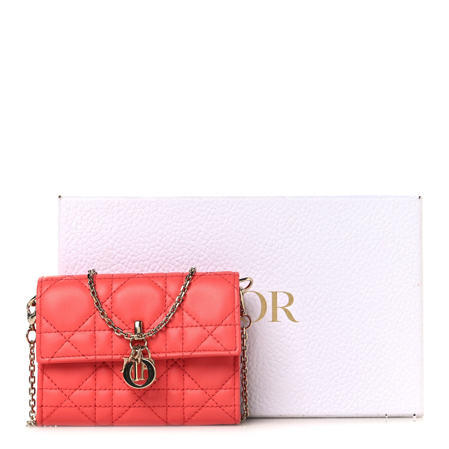 Christian Dior Lambskin Cannage Miss Dior Glycine Wallet on Chain Pink 10 of 10