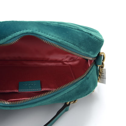 Gucci Velvet Matelasse Small GG Marmont Chain Shoulder Bag Pavone Cyan 4 of 9