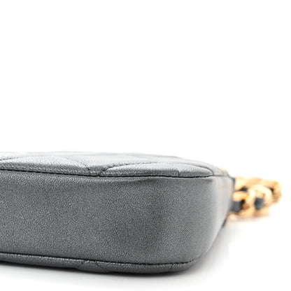 Chanel Metallic Lambskin Quilted Charms Hobo Bag Dark Grey 10 of 11