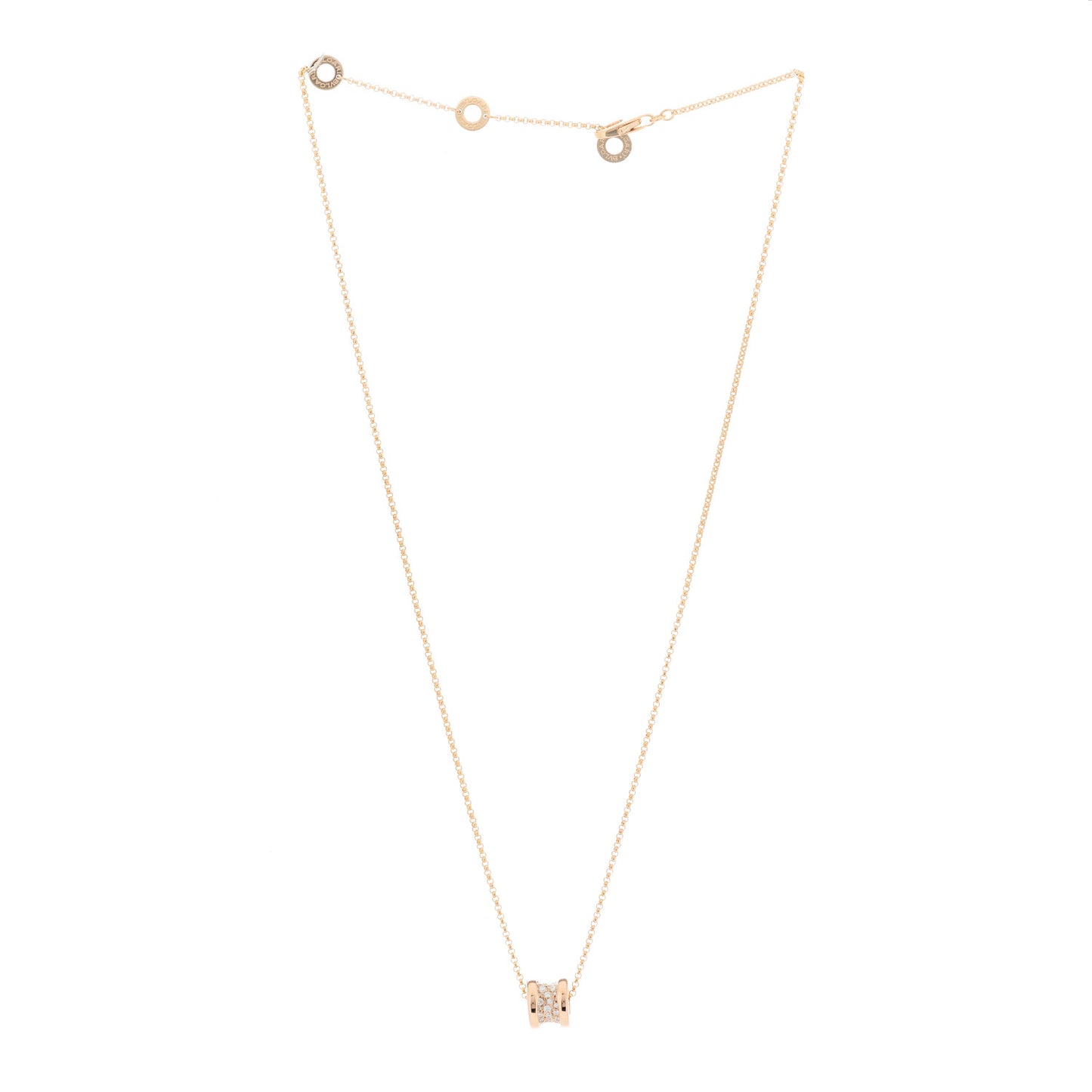 18K Rose Gold Diamond Small B.Zero1 Pave Pendant Necklace
