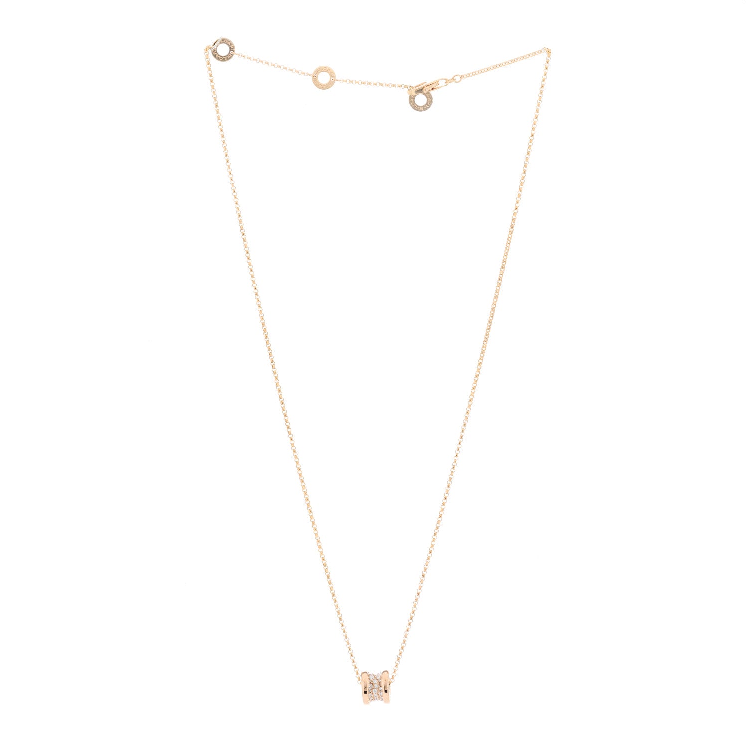 Bulgari 18K Rose Gold Diamond Small B.Zero1 Pave Pendant Necklace 2 of 9