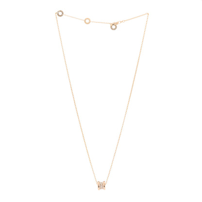Bulgari 18K Rose Gold Diamond Small B.Zero1 Pave Pendant Necklace 2 of 9