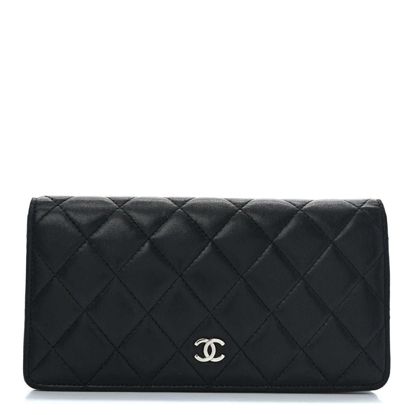 Lambskin Quilted Yen Wallet Black