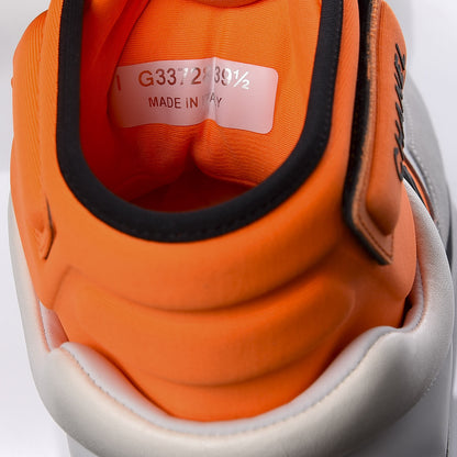 Chanel Suede Calfskin Lambskin Neoprene High Top CC Sneakers White Fluo Orange 10 of 10