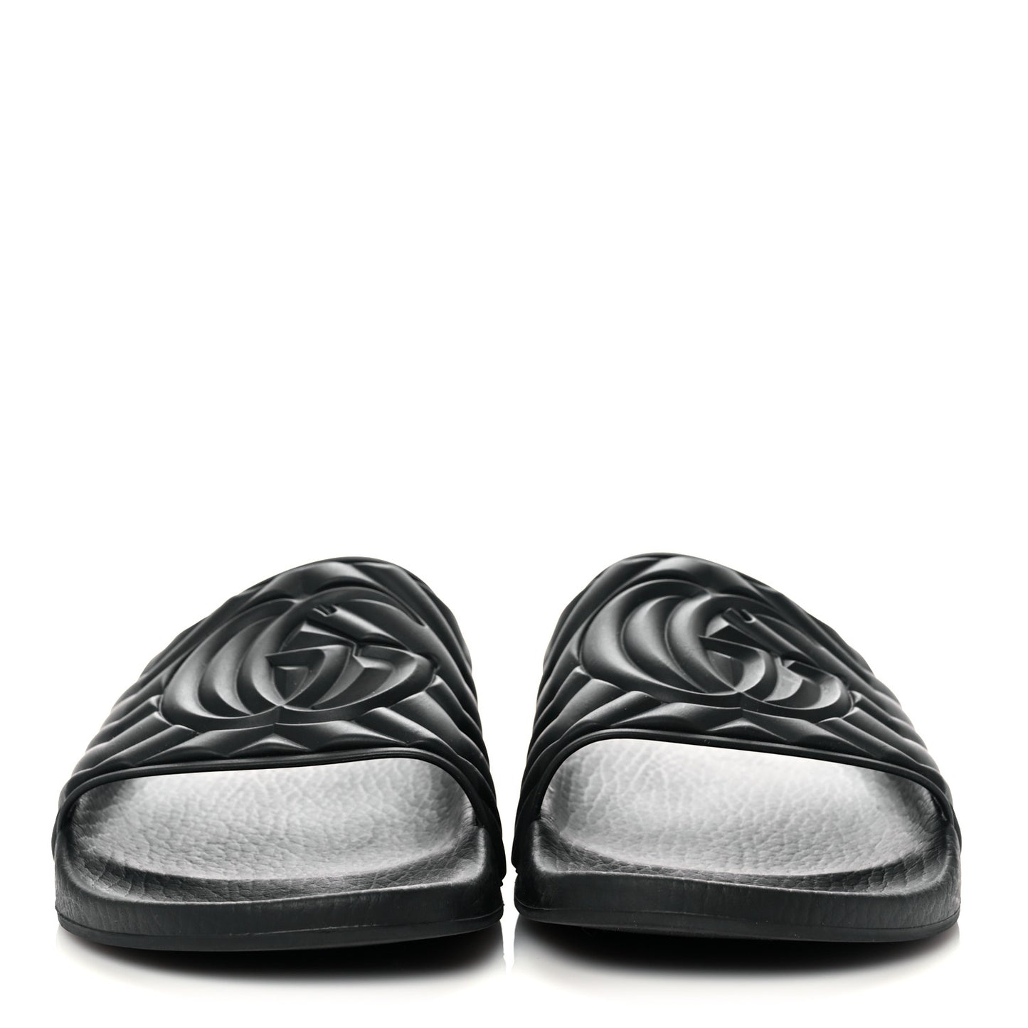 Rubber Matelasse Womens Slide Sandals 41 Black