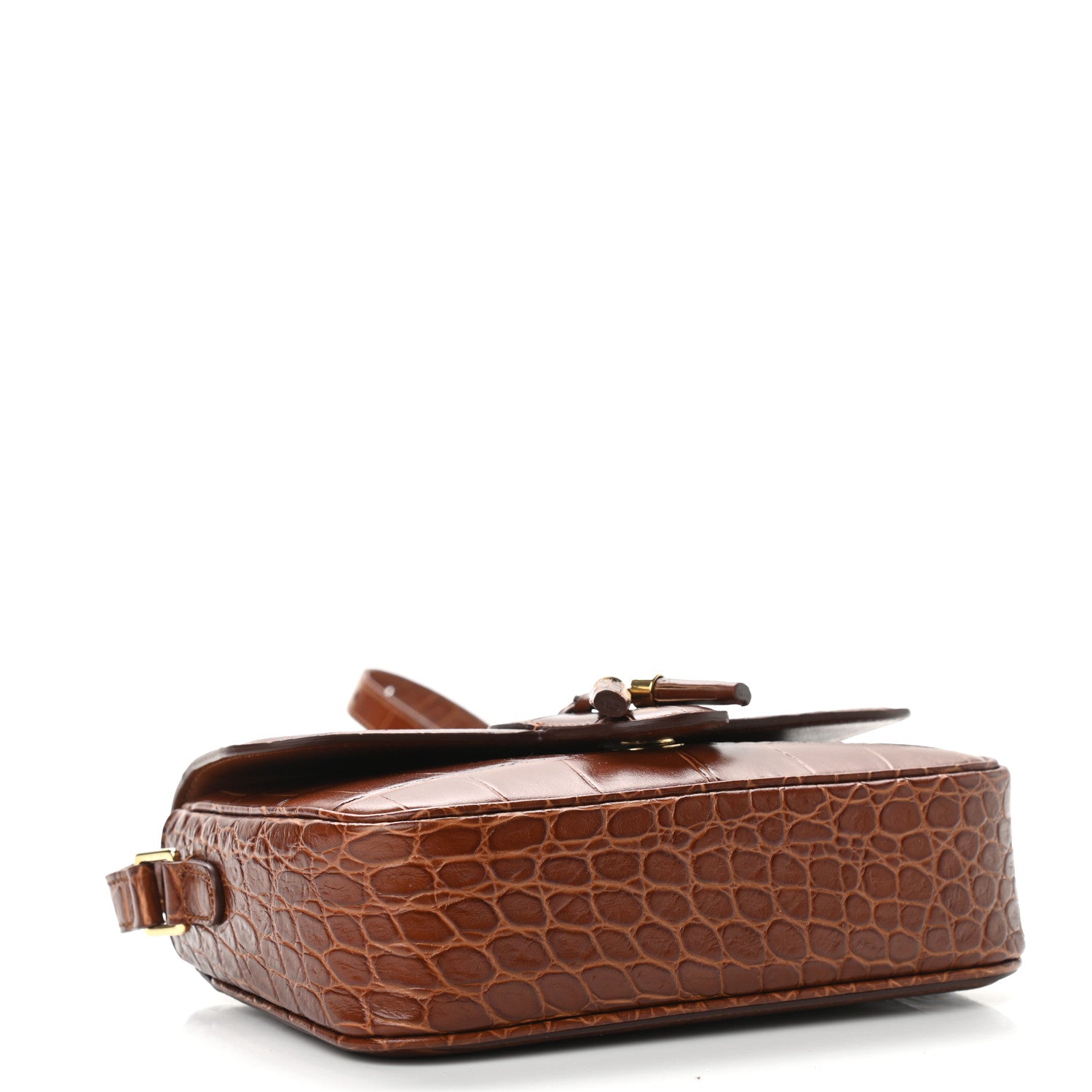 Celine Calfskin Crocodile Embossed Medium Tassel Bag Tan 4 of 11