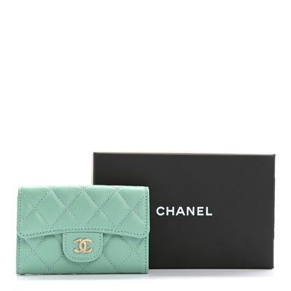 Chanel Caviar Quilted Flap Card Holder Wallet Light Green 9 of 9