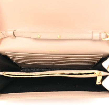 Saint Laurent Grain De Poudre Matelasse Chevron Monogram Chain Wallet Deep Beige 5 of 11