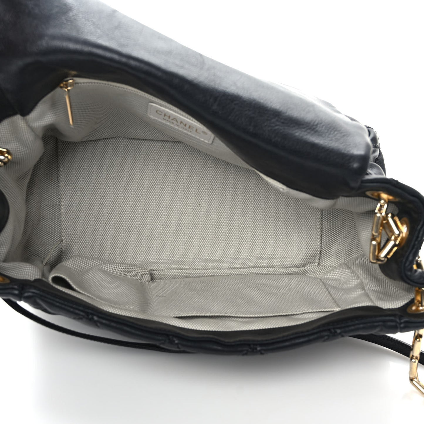 Calfskin Quilted Retro Chain Flap Black