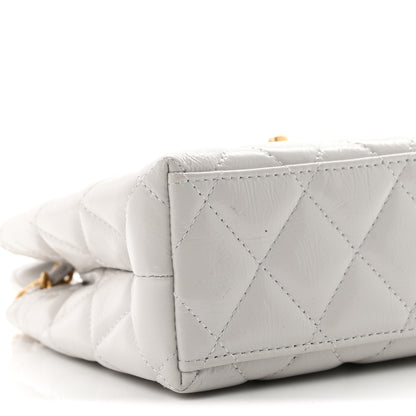 Chanel Shiny Aged Calfskin Quilted Nano Kelly Shopper Light Grey 9 of 11