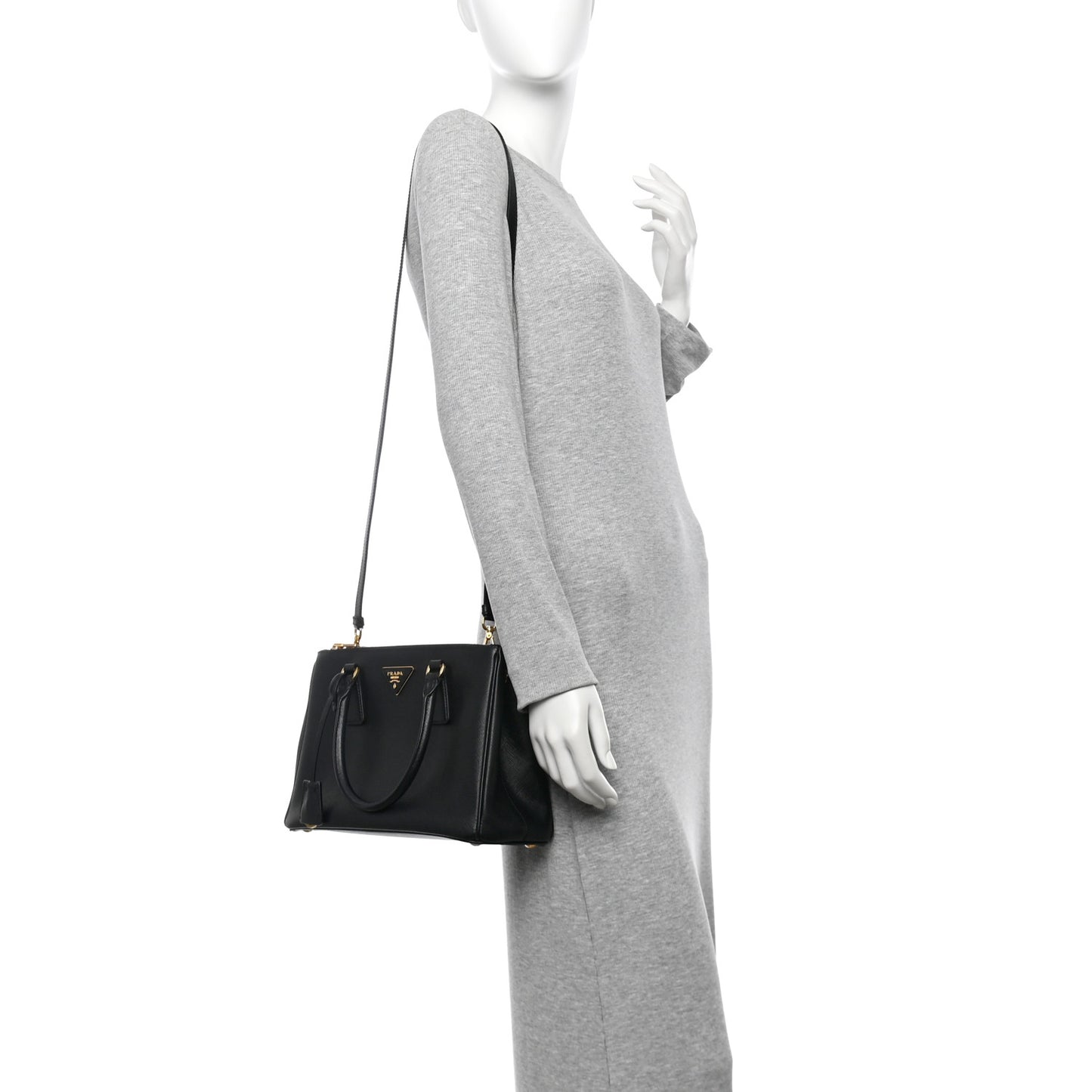 Saffiano Small Galleria Double Zip Tote Black