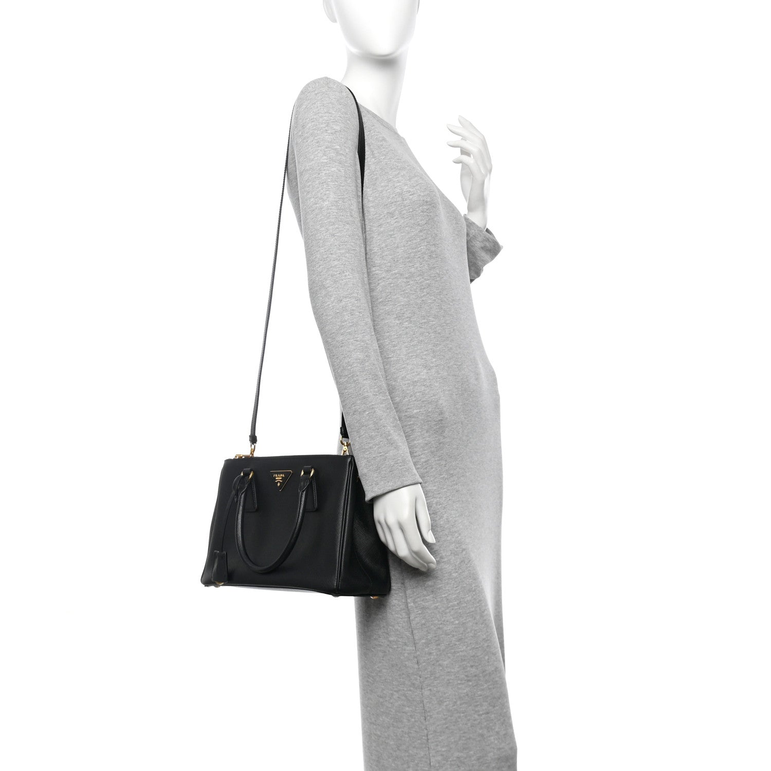 Prada Saffiano Small Galleria Double Zip Tote Black 2 of 10