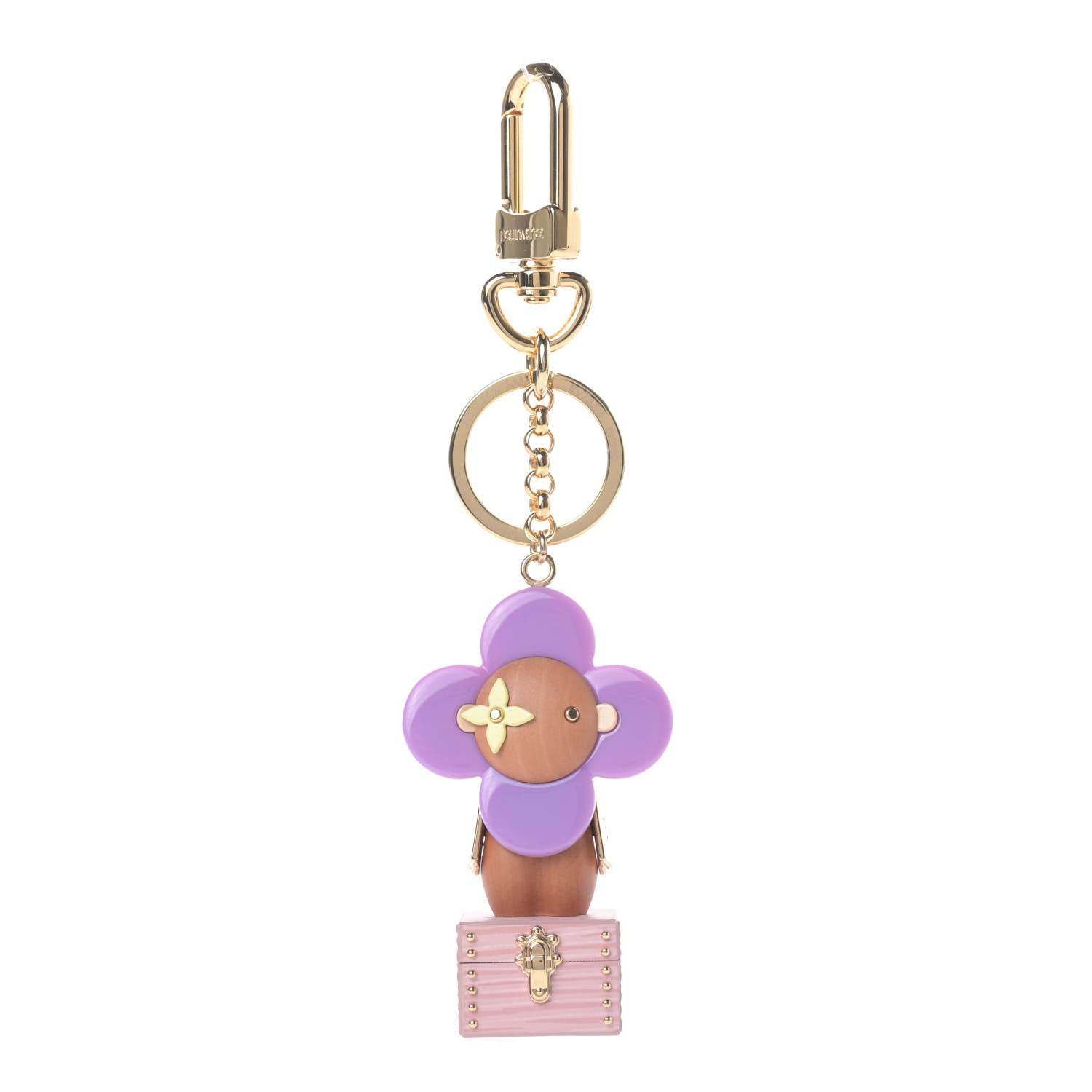 Louis Vuitton Resin Wood Vivienne Trunk Bag Charm Key Holder Pink 1 of 5