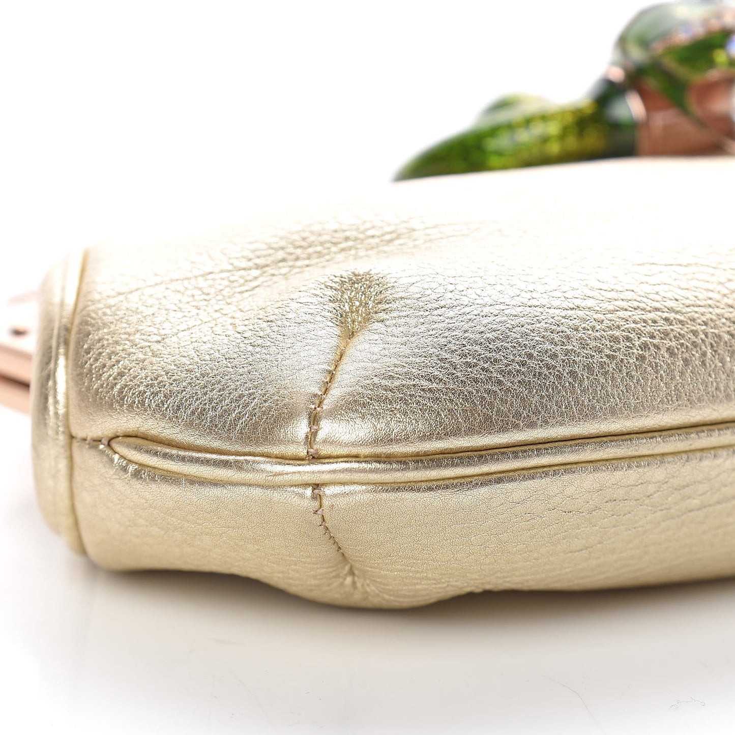Metallic Calfskin Jeweled Dragon Evening Bag Gold