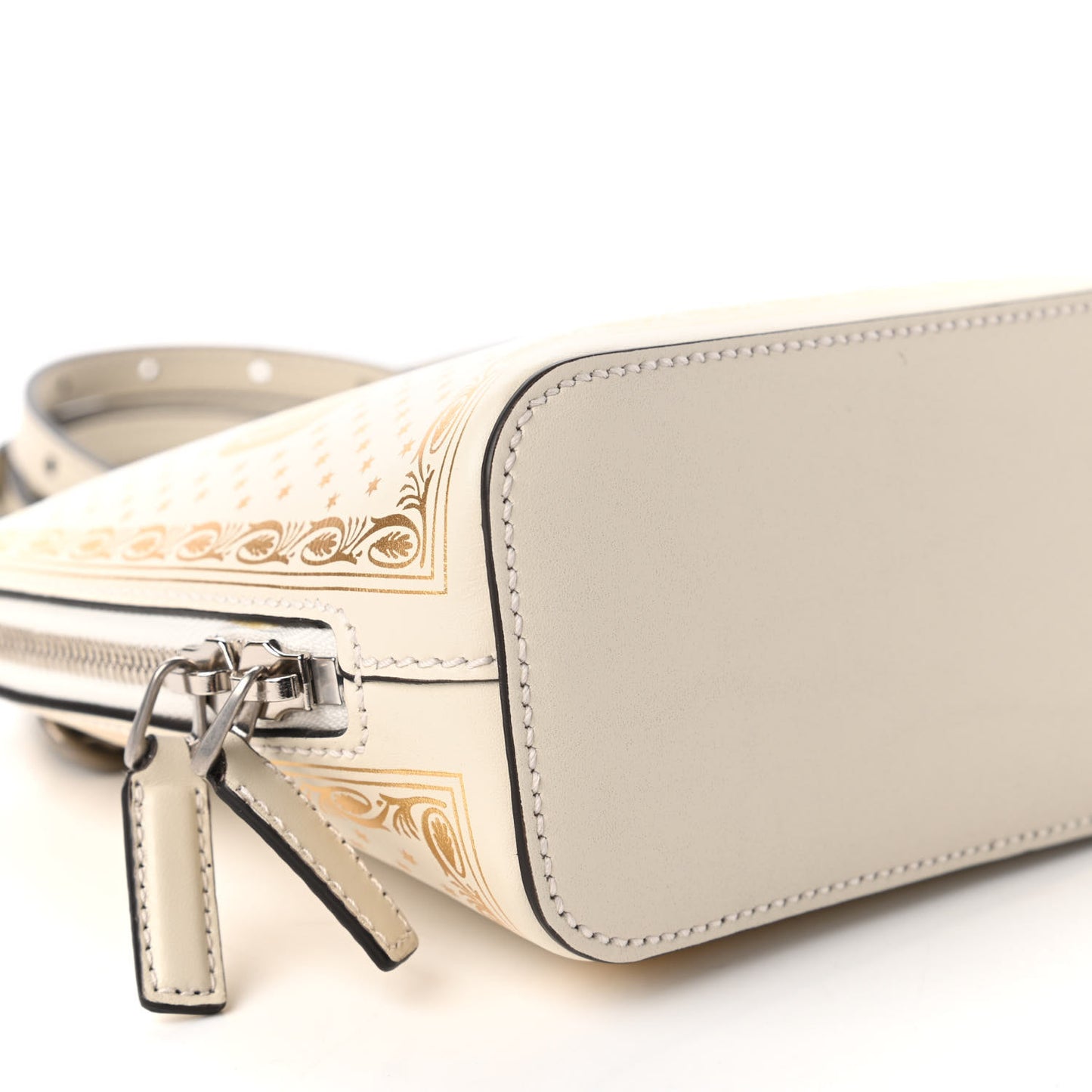 X SEGA Calfskin GUCCY Stars Mini Dome Shoulder Bag Moon Steller White Gold