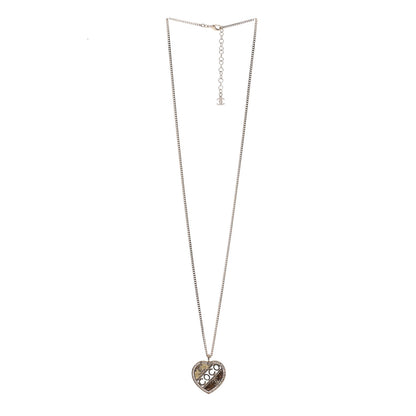 Chanel Crystal Crystal CC Coco Heart Necklace Gold 3 of 6