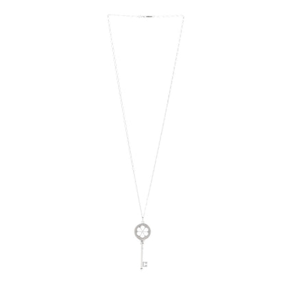 Tiffany Sterling Silver Diamond Blossom Key Pendant Link Necklace 3 of 7