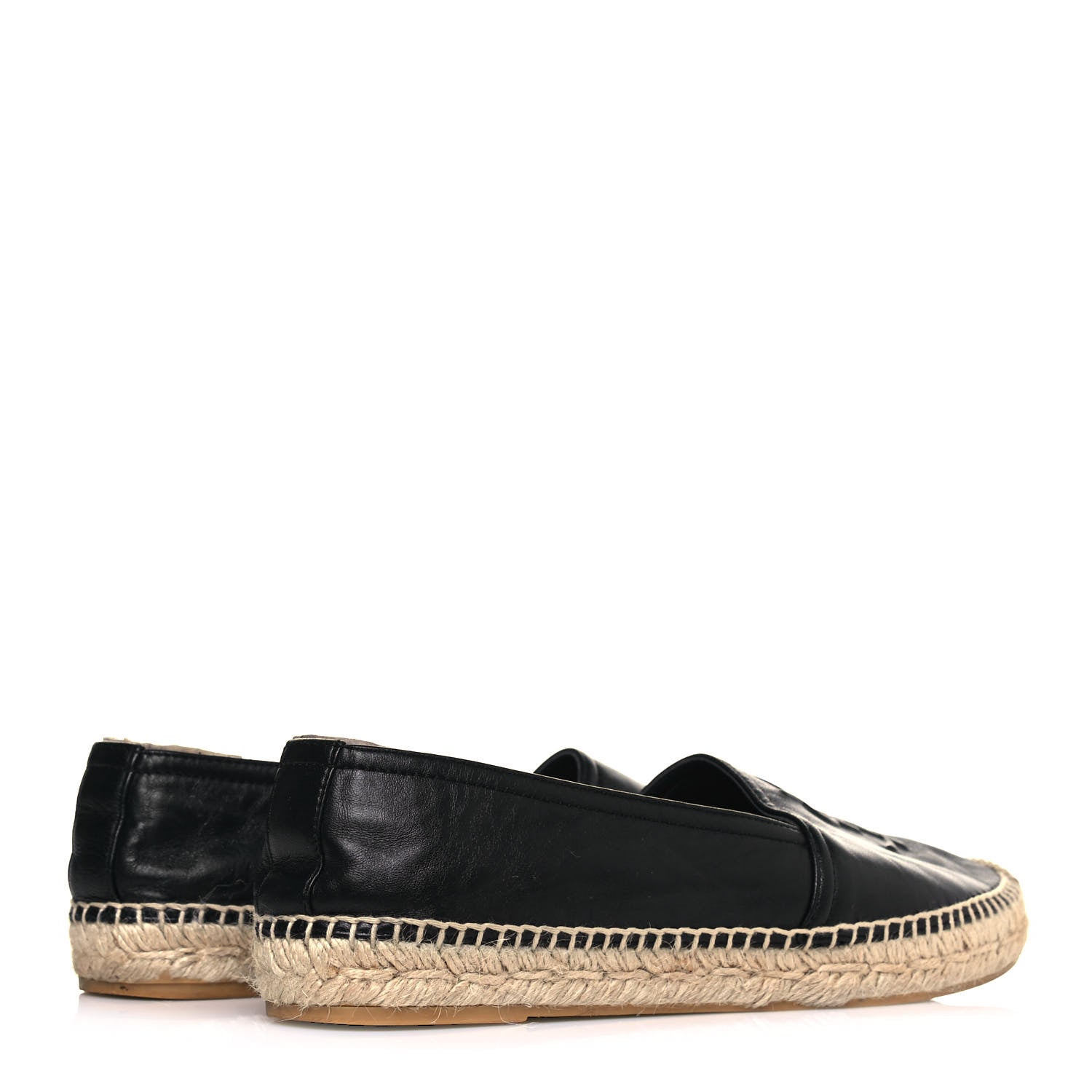 Saint Laurent Lambskin Monogram Espadrilles 38 Black 4 of 10